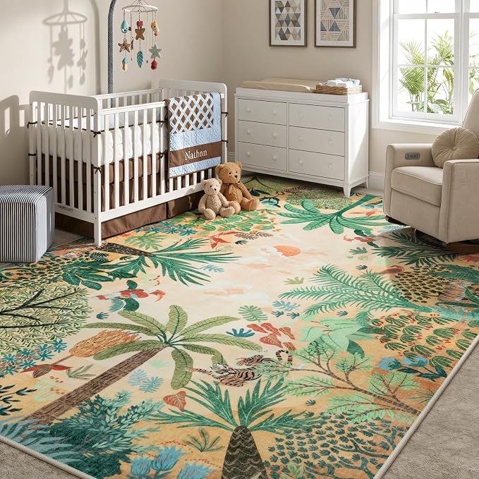 LIVEBOX Boho 8x10 Area Rugs for Living Room, Washable Soft Jungle Animal Print - Image 3