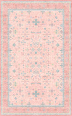 Hazo Haus Pink and Blue Washable 5x8 Living Room Rugs, Boho Aethestic Oushak - Image 2