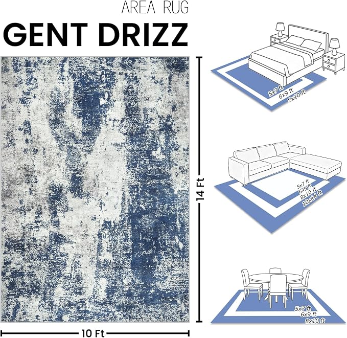 Area Rugs 10x14 Living Room: Large Soft Washable Rug Modern Abstract Anti-Skid - Image 2