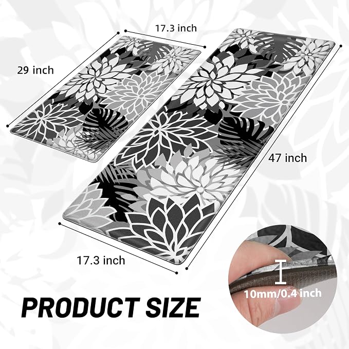 Arenarug Kitchen Mats for Floor 2PCS Cushioned Anti Fatigue Kitchen Mats - Image 2