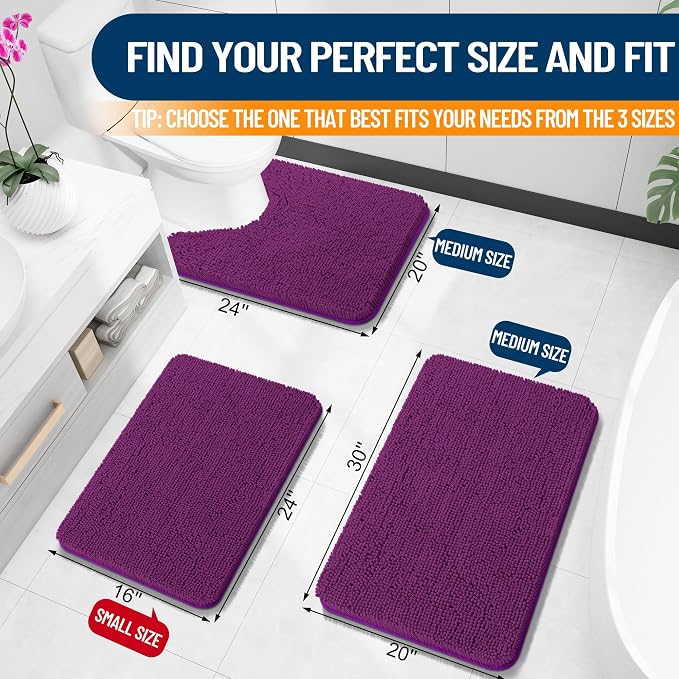 OLANLY Small Bathroom Rugs 24x16, Extra Soft Absorbent Chenille Bath Rugs - Image 2