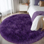 Round Purple Rug for Bedroom, 5 ft Circle Area Rugs for Living Room, Soft - Image 3