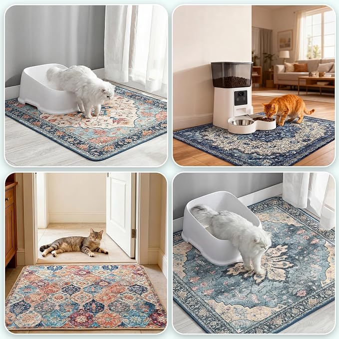Hompet Cat Litter Mat 2 Pack, 20x60 Large Machine Washable Trapping Mats - Image 4
