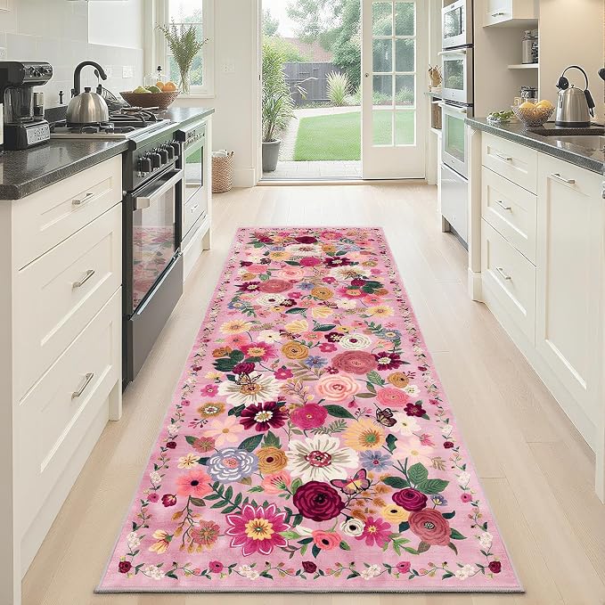 Pink Rug for Hallways Kitchen Rug 2x6, Non Slip Washable Rugs - Image 6