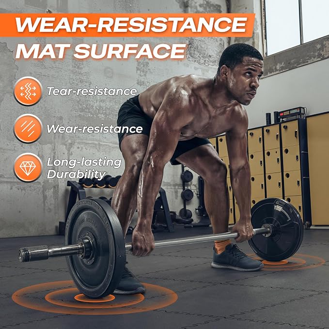 SUPERJARE 0.56'' Thick 24 Pcs 96 Sq Ft Rubber Top Exercise Equipment Mats - Image 6