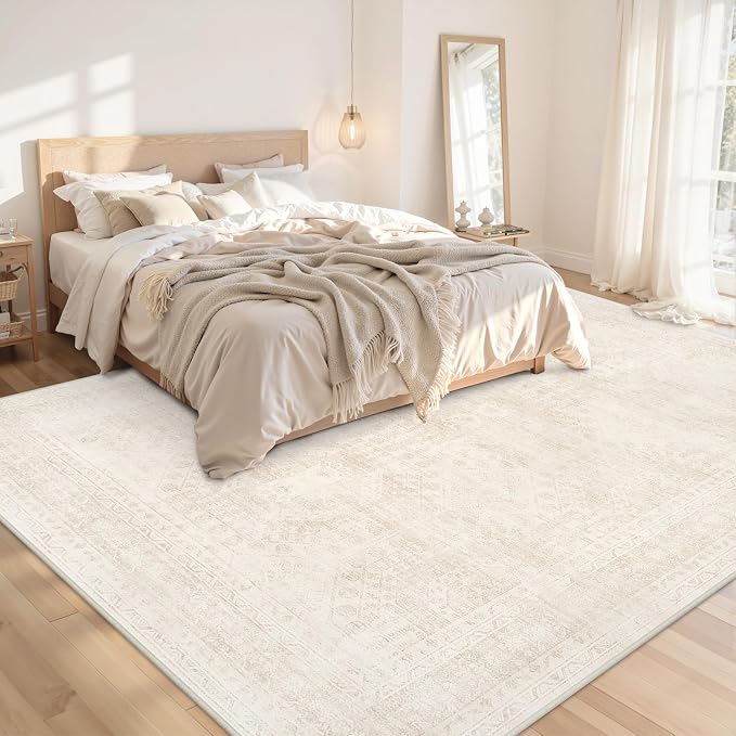 10x12 Area Rugs for Living Room: Vintage Boho Neutral Washable Rug Indoor Soft - Image 2