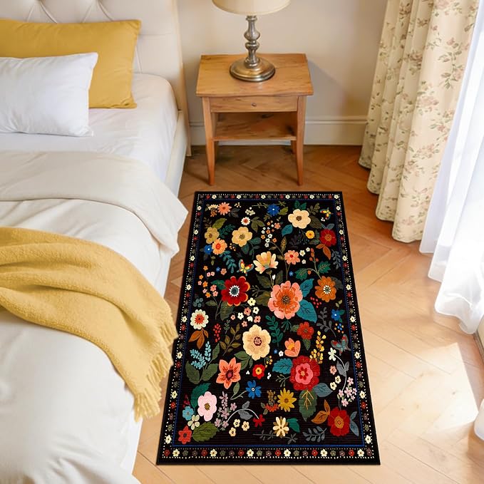 RELEANY Floral 2x4 Area Rugs Washable Print Boho Cute Carpet Non Slip Flower - Image 3