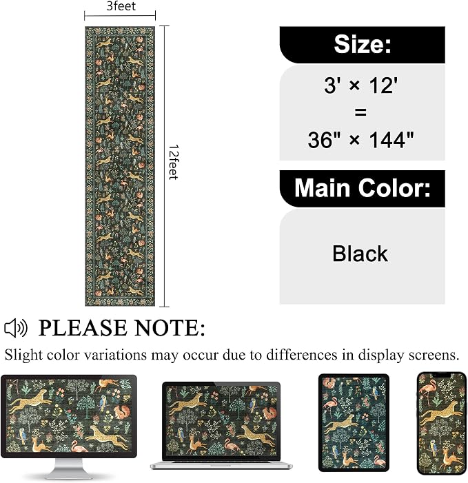 DUKINO 3x12 Runner Rug, Non Slip Animal Print Runner Rug - Image 2