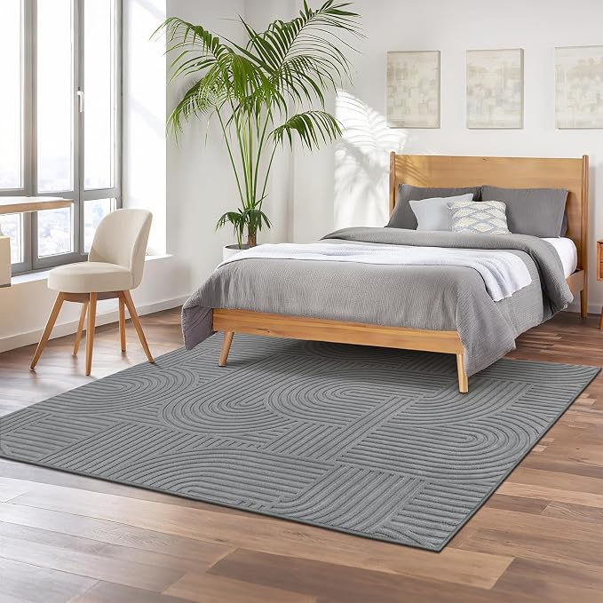 Pauwer 5x7 Washable Area Rugs for Living Room Modern Grey Solid Color Soft - Image 7