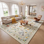 Unirea 9x12 Beige Cat Area Rug for Living Room, Large Soft Washable Kids Rug - Image 9
