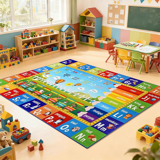 ABC Rug for Playroom Classroom Bedroom, 4x6 Kids Educational Area Rug for - Image 9