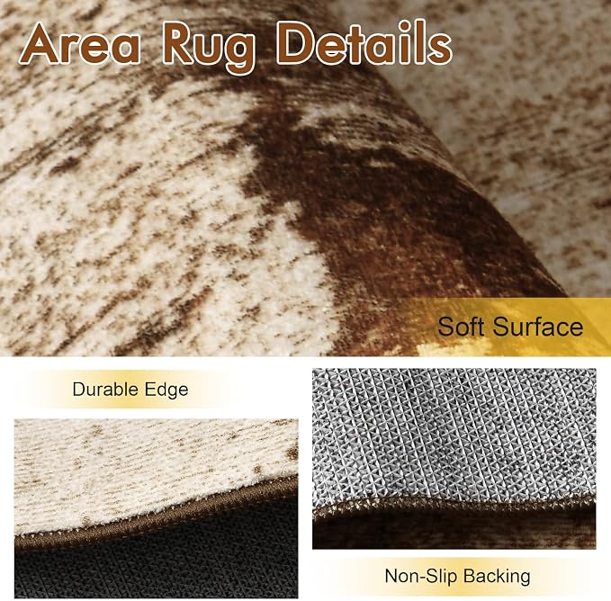 5x7 Ft Area Rugs for Living Room, Soft Non-Slip Washable Rugs Modern Abstract - Image 5