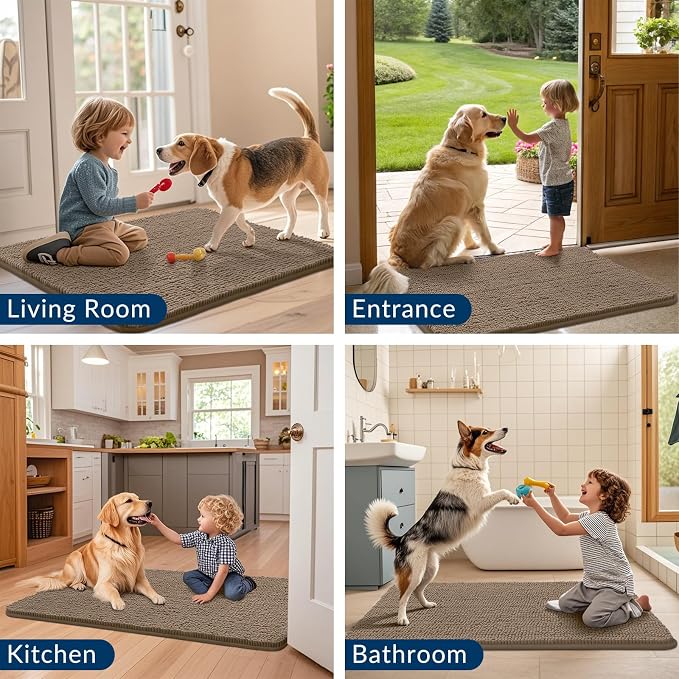Smiry Dog Door Mat for Muddy Paws 44x24, Absorbent Dirt Trapper, Non-Slip - Image 7