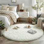 Amdrebio Ivory White Round Circle Rug 6Ft - Image 5