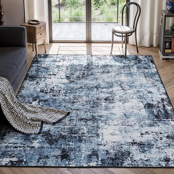 Rugflix 5x8 Area Rugs for Living Room, Washable Large Rug Stain-Resistant Low by RugflixAreaRugs