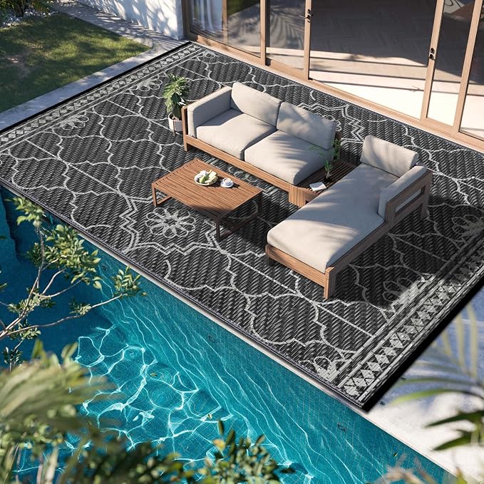 Outdoor Rug 10x14Ft, Waterproof Outdoor Patio Rug by Capybland