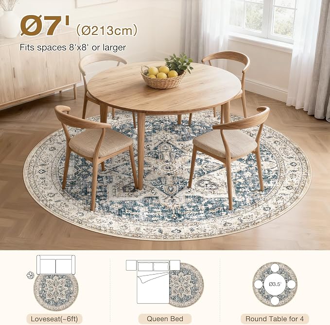 Tortania 7' Round Area Rug Living Room Rugs - Image 8
