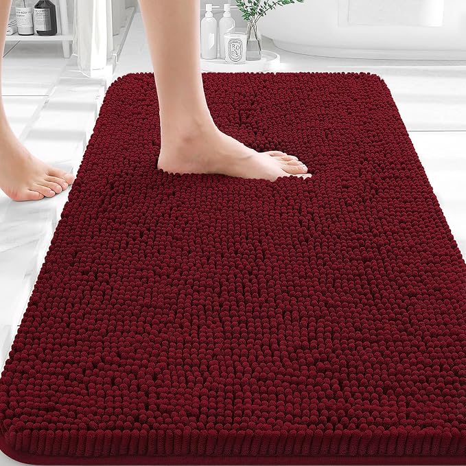 OLANLY Bathroom Rugs 30x18, Extra Soft Absorbent Chenille Bath Rugs, Rubber by OLANLY