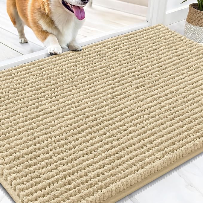 OLANLY Dog Door Mat for Muddy Paws 34x21, Ultra Absorbent Chenille Mud Doormat by OLANLY