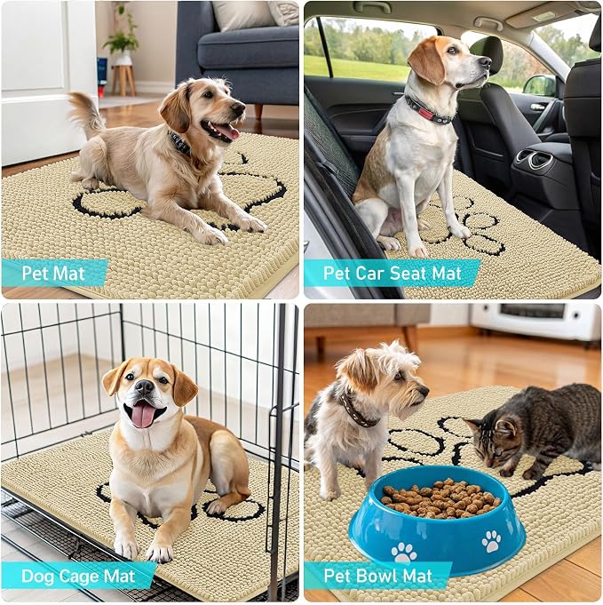 OLANLY Dog Door Mat for Muddy Paws 48x30, Paw Print Design, Absorbs Moisture - Image 7