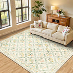 Area Rug Living Room Rugs: Floral 4x6 Washable Rug Vintage Soft Boho Non-Slip by PLHXFRSoftAreaRugs