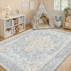 CAPALOCA Machine Washable Rugs Nursery Rug Cute Girl Non Slip Low Pile Water - Image 3