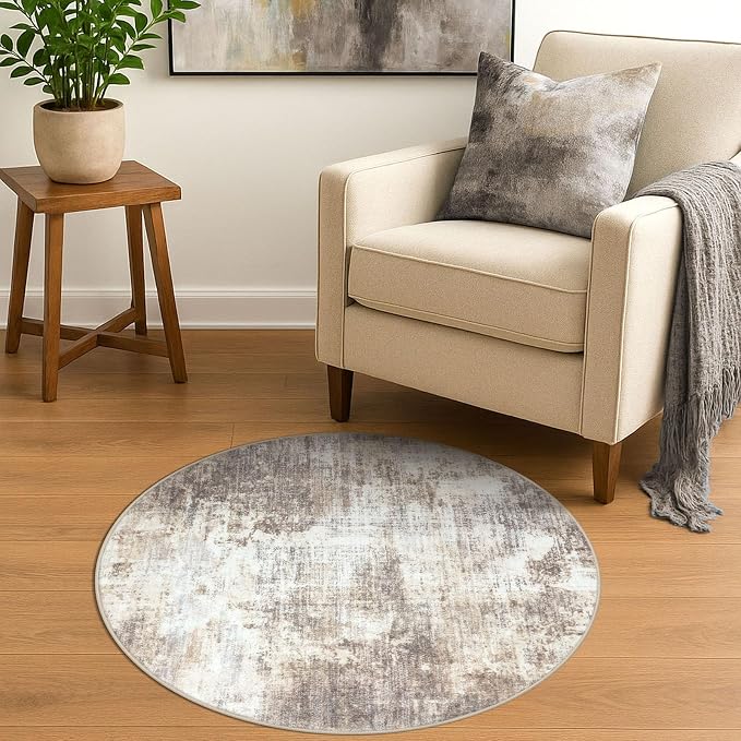 IOHOUZE Round Area Rug 3 Ft Circle Entryway Rugs Round Washable Door Mat Indoor - Image 3