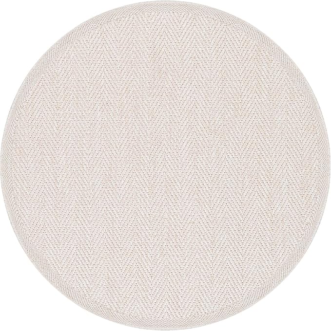CAMILSON Easy Jute Round Rug 4ft Indoor Outdoor Off-White Color Fiber Area Rugs - Image 2