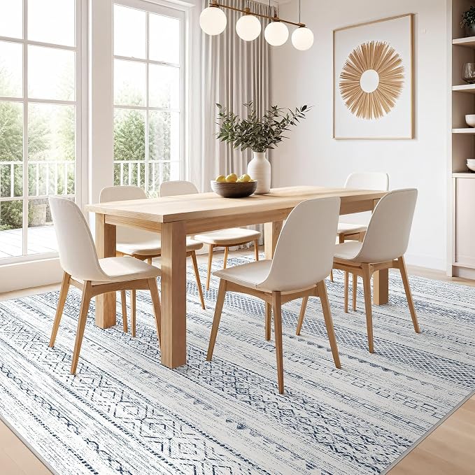 Nakagishi 8x10 Area Rugs Living Room: Washable Boho Large Neutral Soft - Image 4