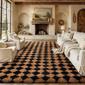 Ophanie 8x10 Black & Beige Diamond Checkered Rugs by Ophanie
