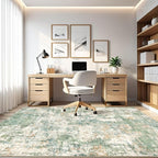 6x8 Area Rug Living Room: Washable Large Abstract Soft Green Rug Stain - Image 8