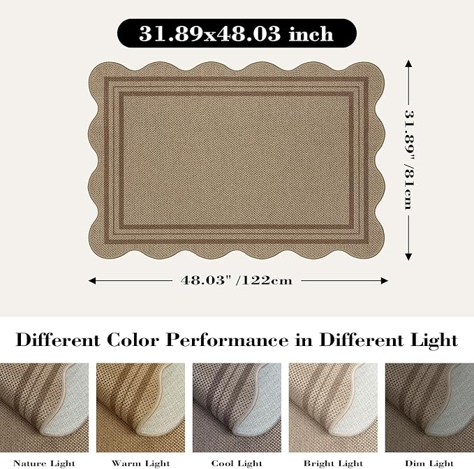 Easy Jute Front Door Mat, 2.6x4 Washable Entryway Rug Non Slip Small Kitchen Rug - Image 2