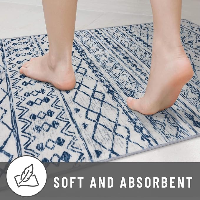 KUTA Area Rug 5x7, Moroccan Large Blue White Rugs Washable Boho Non-Slip - Image 8