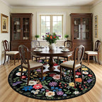 Round Area Rug for Living Room: 8 ft Floral Washable Circle Rug Soft Boho - Image 3