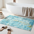 Entrance Rugs Indoor 2x3 Teal Blue Entry Rug Washable Abstract Small Area Rug - Image 4