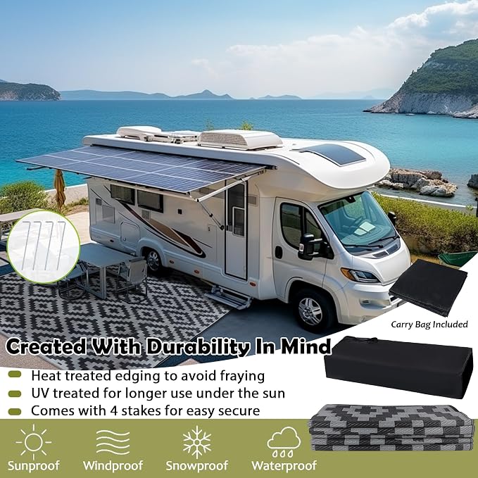 SAND MINE Waterproof Outdoor Rug, Plastic Reversible Rug, Modern Area Rug - Image 4