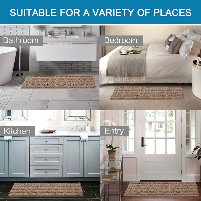 H.VERSAILTEX Bath Rugs for Bathroom Non Slip Bath Mats Extra Thick Chenille - Image 6