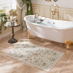 AMTOVO 2x3 Washable Entryway Area Rug Door Mat, Vintage Boho Floral Distressed - Image 3