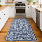 KILOCOCO Area Rug 3x5 Washable Entryway Rug Printed Vintage Floral Rubber - Image 7