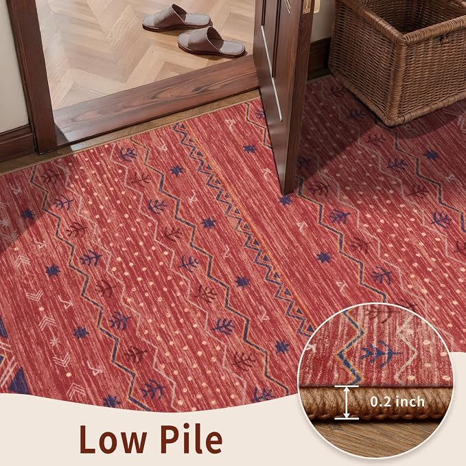 SERISSA 2x4 Rugs for Entryway, Washable Non-Slip Kitchen Runner Rug Small Red - Image 7
