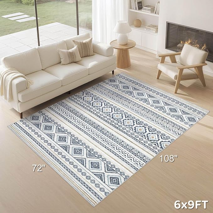 cotiled 6x9 Area Rugs Living Room Rug: Washable Boho Rugs - Image 2
