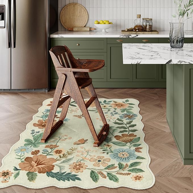 Lahome Floral Machine Washable Rug, 3x5 Rug Non Slip Soft Bedroom Rugs - Image 2