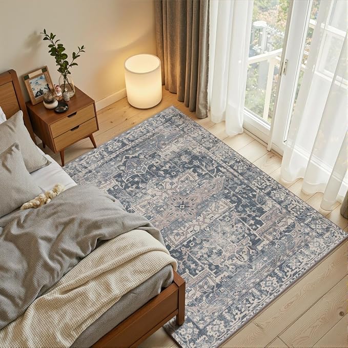 Rugxara 3x5 Rug for Entryway Bedroom, Vintage Retro Boho Throw Rug, Non Slip & by Rugxara