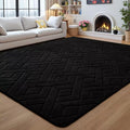 5x7 Black Washable Area Rug for Bedroom Living Room, Modern Geometric Shag by VisittheFlagover