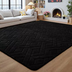 6x9 Black Washable Area Rug for Bedroom Living Room, Modern Geometric Shag by VisittheFlagover