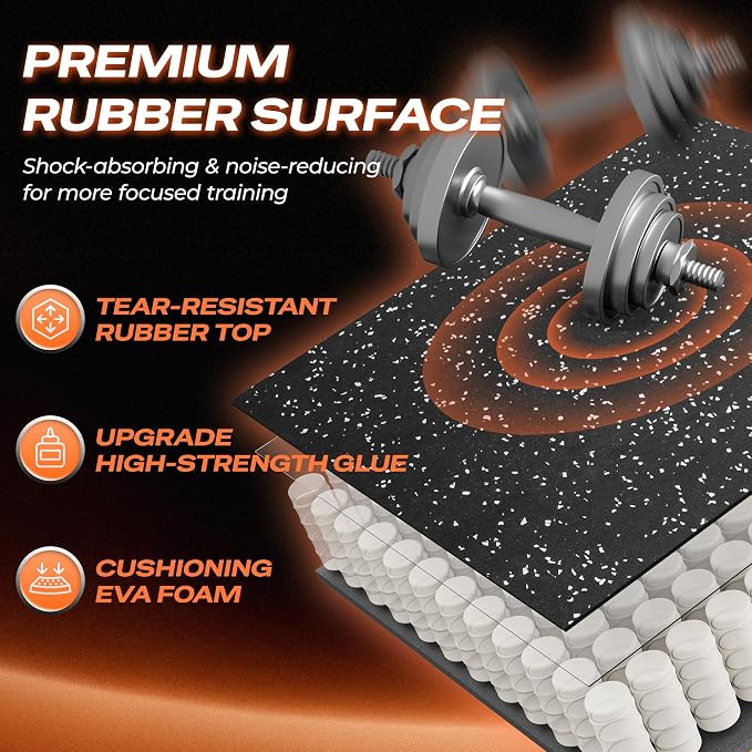 SUPERJARE 0.56'' Thick 6 Pcs 24 Sq Ft Rubber Top Exercise Equipment Mats - Image 5