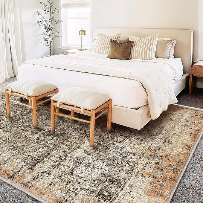CHAMPLANT Area Rug 8'x10' Washable Vintage Traditional Mat Distressed Indoor - Image 2