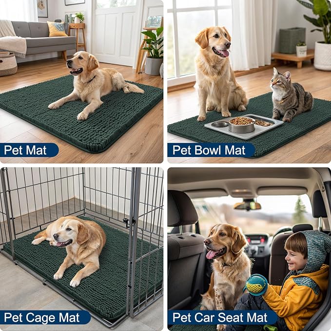 Smiry Dog Door Mat for Muddy Paws 36x24, Absorbent Dirt Trapper, Non-Slip - Image 6