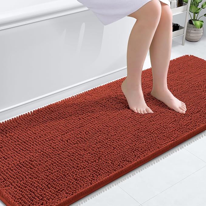 OLANLY Bathroom Runner Rugs 70x24, Soft Absorbent Chenille Bath Rugs, Rubber by OLANLY