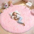 Round Pink Rug for Bedroom, 6 ft Circle Area Rugs for Living Room, Soft Fluffy by WISHTREE